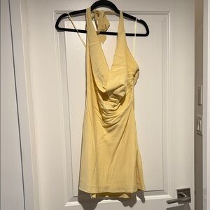 Yellow scoop neck Halter Mini Dress (size M)